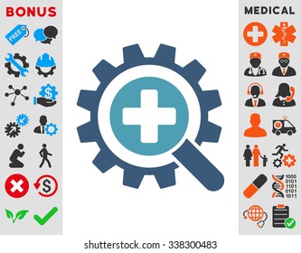 Find Medical Technology vector icon with bonus. Style is bicolor flat symbol, cyan and blue colors, rounded angles, white background.