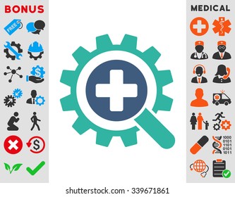 Find Medical Technology vector icon with bonus. Style is bicolor flat symbol, cobalt and cyan colors, rounded angles, white background.