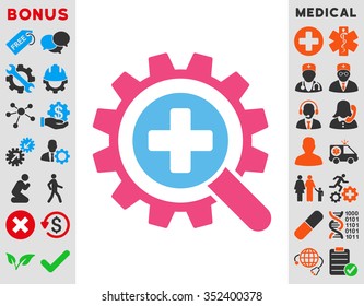 Find Medical Technology vector icon. Style is bicolor flat symbol, pink and blue colors, rounded angles, white background.