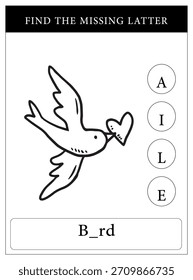 Find The Missing Latter Valentine Coloring and Activities Workbook Pages