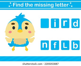 Find the missing letter of animal suitable for preschool Educational page for kids