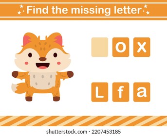 Find the missing letter of animal suitable for preschool Educational game for kids