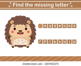 Find the missing letter of animal suitable for preschool Educational game for kids