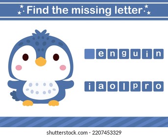 Find the missing letter of animal suitable for preschool Educational game for kids