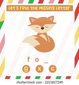 Find the missing letter animals worksheet for kids learning insects in English. Educational alphabetic game. Printable worksheet for preschool.  Spelling and writing practise page for children. 