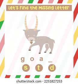 Find the missing letter animals worksheet for kids learning insects in English. Educational alphabetic game. Printable worksheet for preschool.  Spelling and writing practise page for children. 