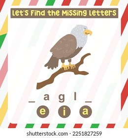 Find the missing letter animals worksheet for kids learning insects in English. Educational alphabetic game. Printable worksheet for preschool.  Spelling and writing practise page for children. 