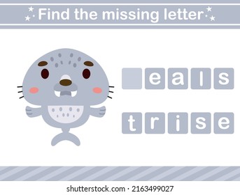 Find the missing letter of animal.suitable for preschool.Educational page for kids