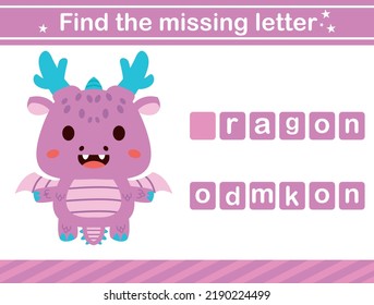 Find the missing letter of animal.suitable for preschool.Educational page for kids