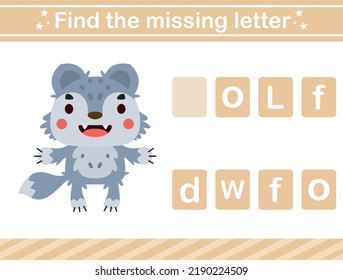 Find the missing letter of animal.suitable for preschool.Educational page for kids