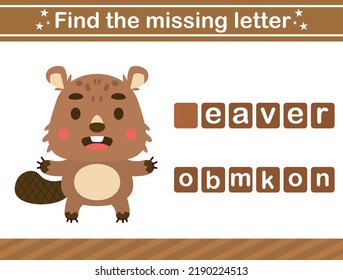 Find the missing letter of animal.suitable for preschool.Educational page for kids