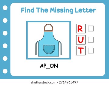 encontrar a carta faltando de APRON. jogo educação quebra-cabeça.