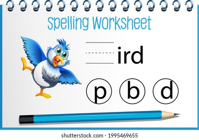Find missing letter with bird illustration