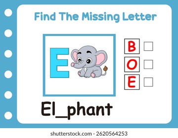 encontre a carta de elefante que falta. bonito pequeno elefante segurando d carta 