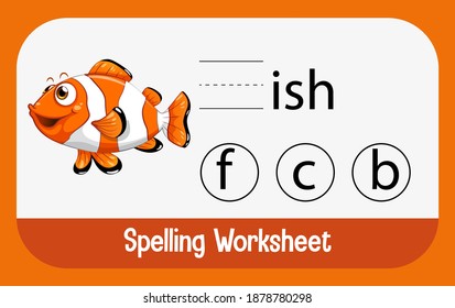 Find missing letter with fish illustration