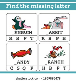 Find the missing letter Game for Preschool Children