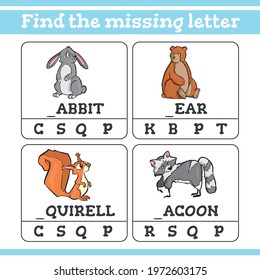 Find the missing letter Game for Preschool Children