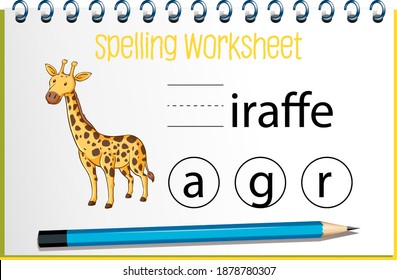 Find missing letter with giraffe illustration