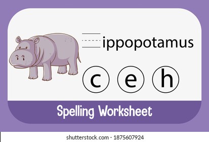 Find missing letter with hippopotamus illustration