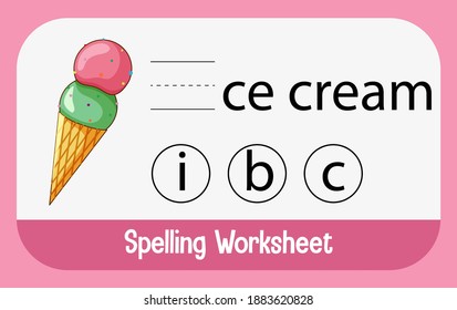 Find missing letter with ice cream illustration