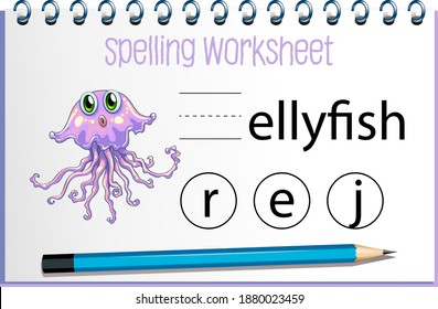 Find missing letter with jellyfish illustration