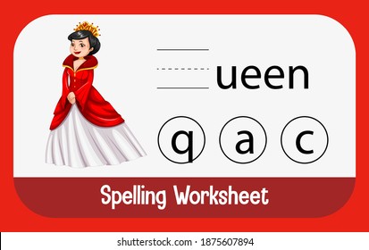 Find missing letter with queen illustration