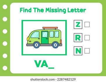 find the missing letter for van kids puzzle
