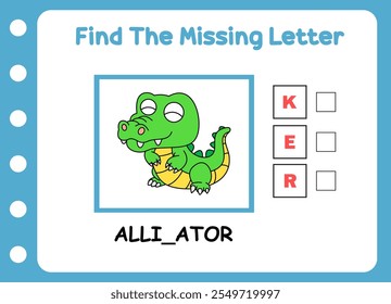 find the missing letter of word alligator.