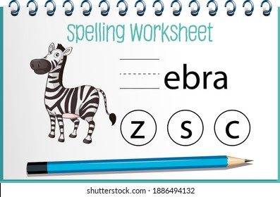 Find missing letter with zebra illustration