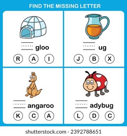 Find the missing letter.Education game for kids