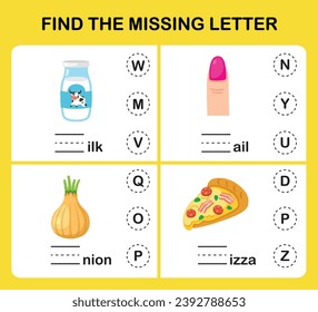 Find the missing letter.Education game for kids