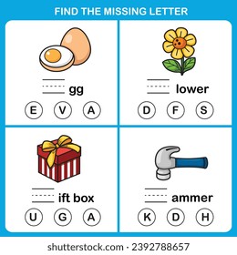 Find the missing letter.Education game for kids