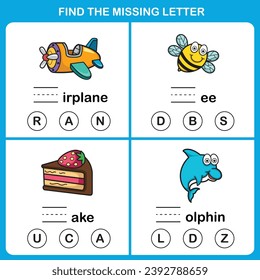 Find the missing letter.Education game for kids