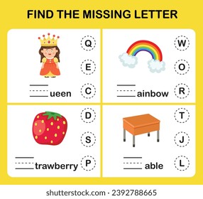 Find the missing letter.Education game for kids