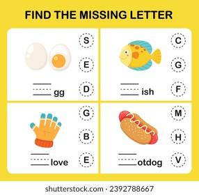 Find the missing letter.Education game for kids