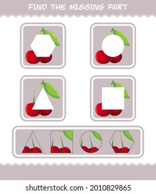 Find the missing parts of cartoon cherry. Searching game. Educational game for pre shool years kids and toddlers