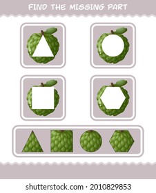 Find the missing parts of cartoon custard apple. Searching game. Educational game for pre shool years kids and toddlers