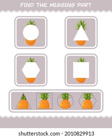 Encuentra las partes faltantes de la piña de dibujos animados. Buscando juego. Juego educativo para niños y niños en edad preescolar