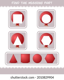 Find the missing parts of cartoon pomegranate. Searching game. Educational game for pre shool years kids and toddlers