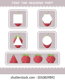 Find the missing parts of cartoon raspberry. Searching game. Educational game for pre shool years kids and toddlers