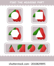 Find the missing parts of cartoon rose apple. Searching game. Educational game for pre shool years kids and toddlers