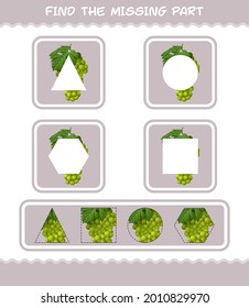 Find the missing parts of cartoon white grape. Searching game. Educational game for pre shool years kids and toddlers