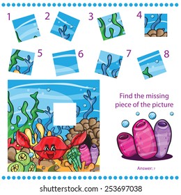 Find missing piece - Puzzle game for Children - with funny crab