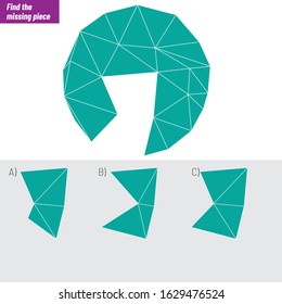 Find the missing piece. Visual intelligence questions, Intelligence question, Logic puzzle vector
