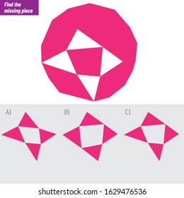 Find the missing piece. Visual intelligence questions, Intelligence question, Logic puzzle vector