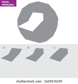 Find the missing piece. Visual intelligence questions, Intelligence question, Logic puzzle vector