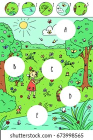 Find missing pieces.Puzzle education game for children.