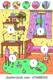 Find missing pieces.Puzzle education game for children.