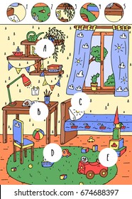 Find missing pieces.Puzzle education game for children.
