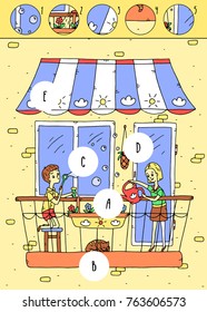 Find missing pieces.Puzzle education game for children.